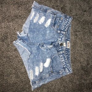 Ripped jean shorts